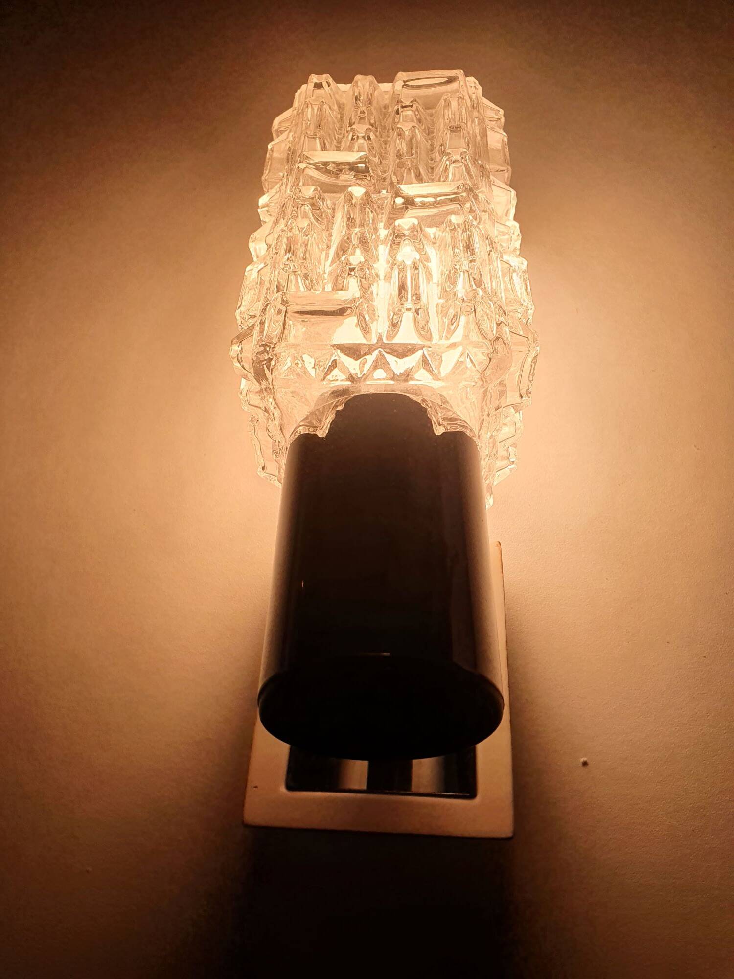 Pair of vintage chrome wall lights with square globes, Italian Targetti, 1970