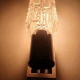 Pair of vintage chrome wall lights with square globes, Italian Targetti, 1970