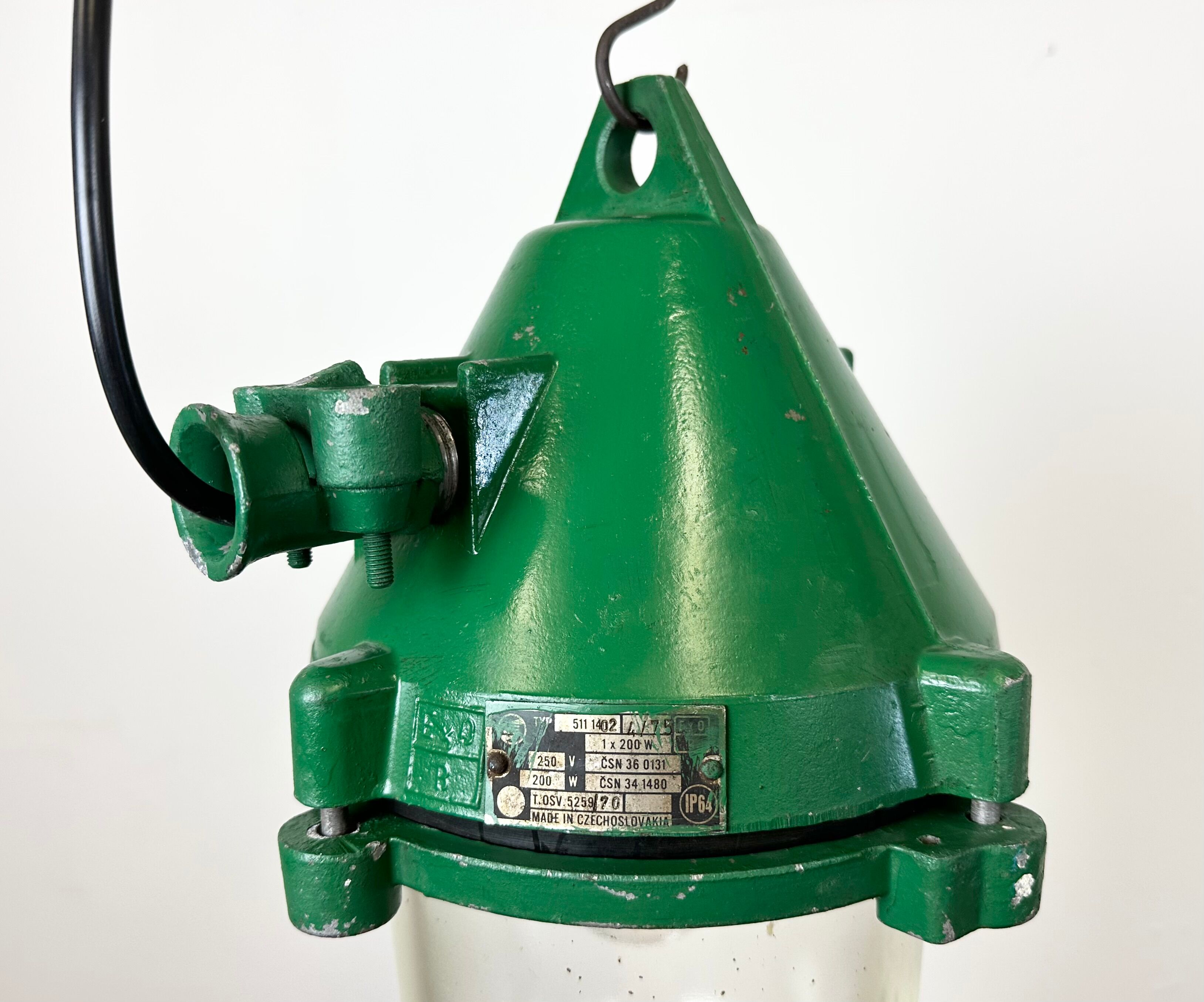 Green Industrial Cast Aluminium Explosion Proof Lamp, 1970s