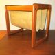 Magazinr rack in teak and suede leather by Aksel Kjersgaard, 1960s