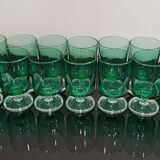 8 Emerald green wine/water glasses on foot model suede luminarc