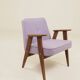 Mid-century modern armchair, oak wood, natural wool.