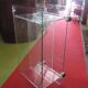 vintage glass coffee table with plexiglass legs