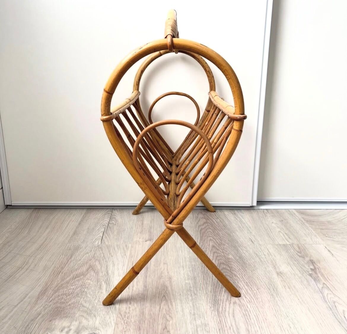 Vintage rattan magazine rack