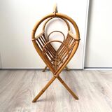 Vintage rattan magazine rack