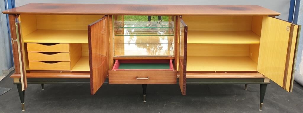Enfilade laque noire et teck Ameublement NF 1960