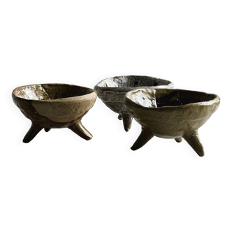3 coupelles en céramique, poterie traditionnelle