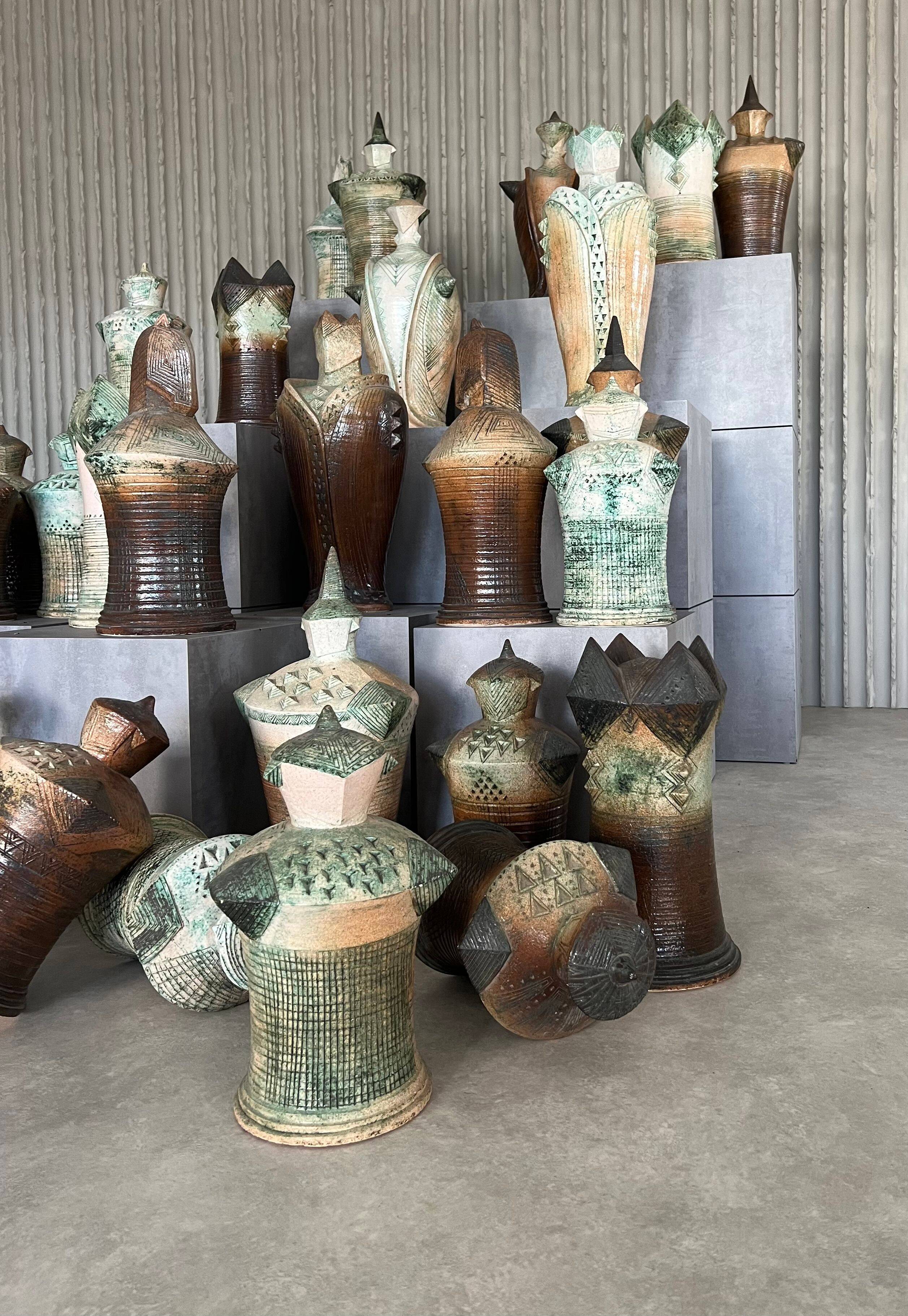 XXL (40-80cm) ceramic chess set by Maria Kenarova