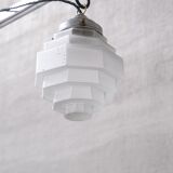 Stepped Opaque Glass Mid-Century Pendant Light