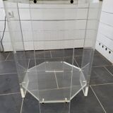 Octagonal side table in transparent plexiglass from the 70s