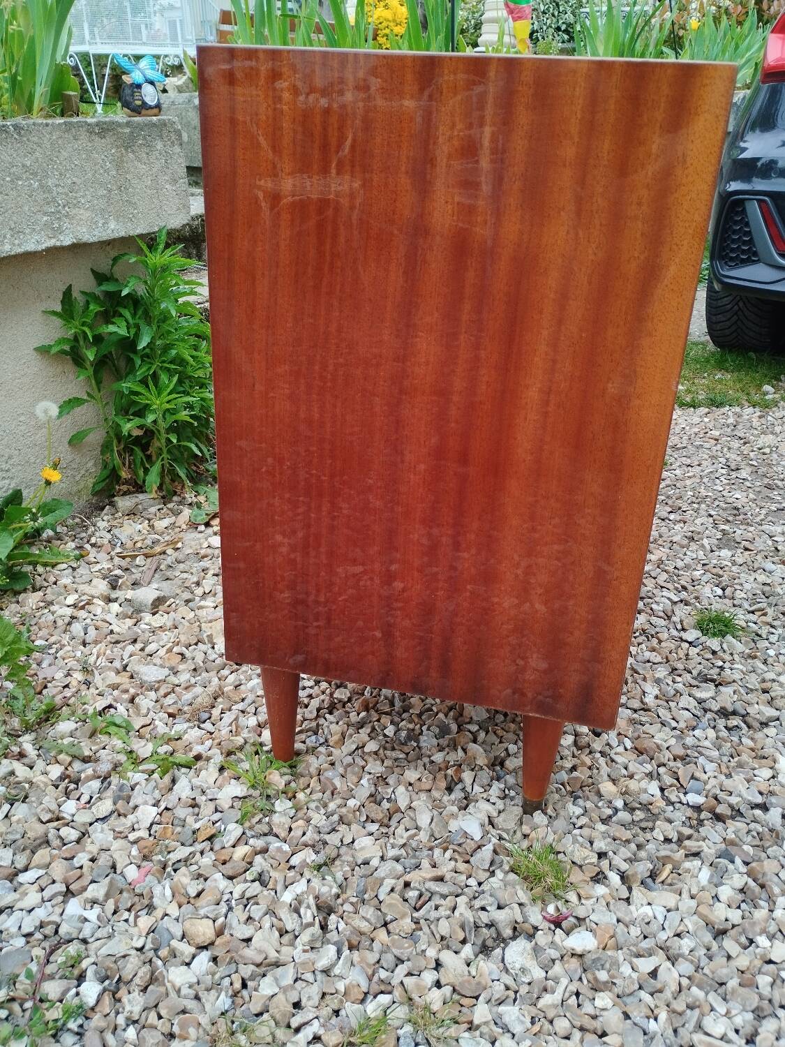 Old vintage chest of drawers with compass foot