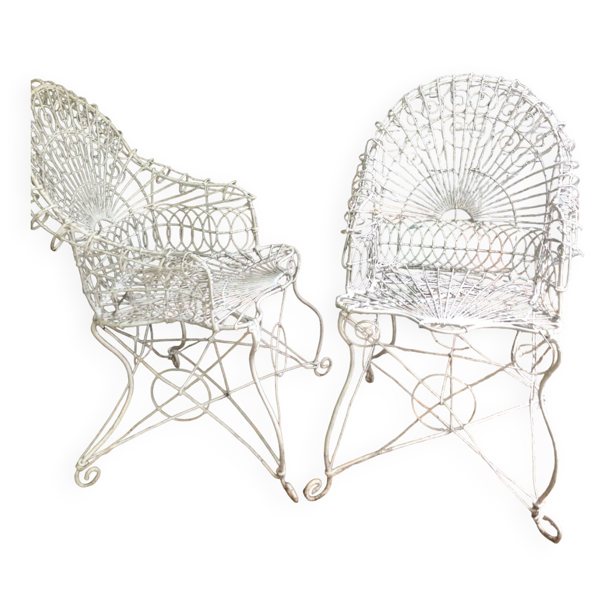 Pair of English garden armchairs