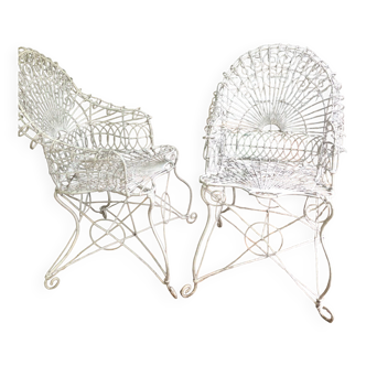 Pair of English garden armchairs