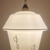 White opaline pendant lamp with gold décor