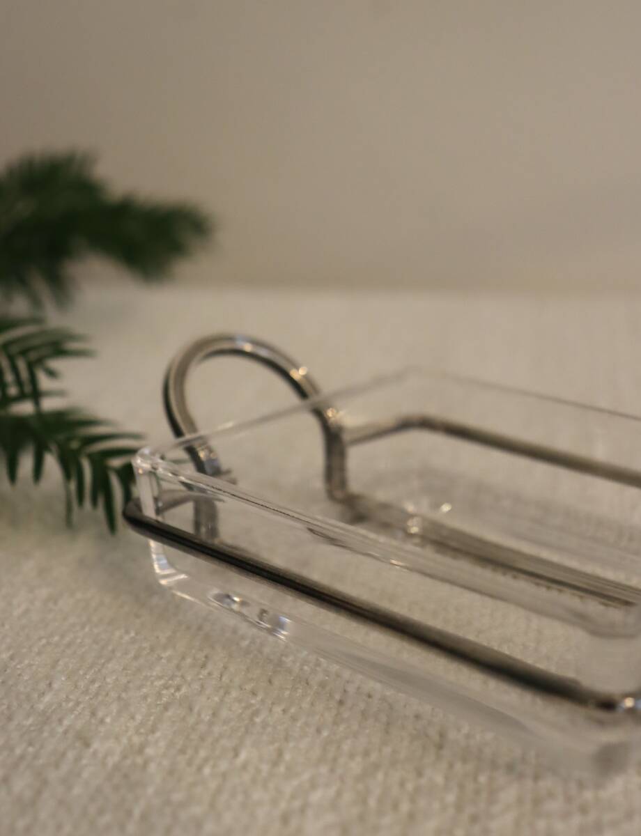 Glass and silver-plated metal butter dish