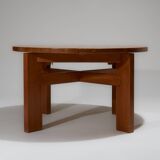 Extendable elm table, Maison Regain 1980s