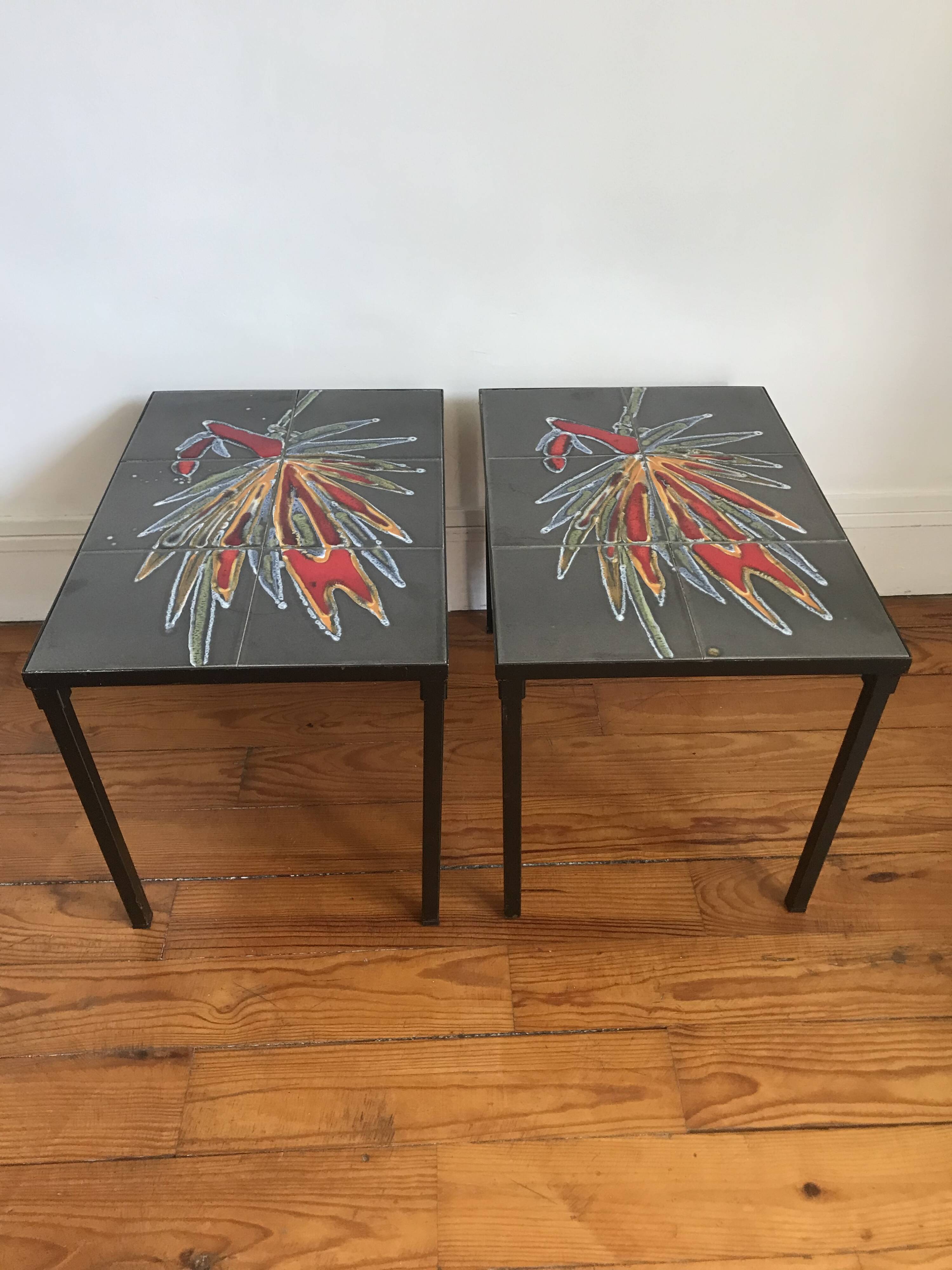 Pair of ADRI Belgium ceramic coffee tables