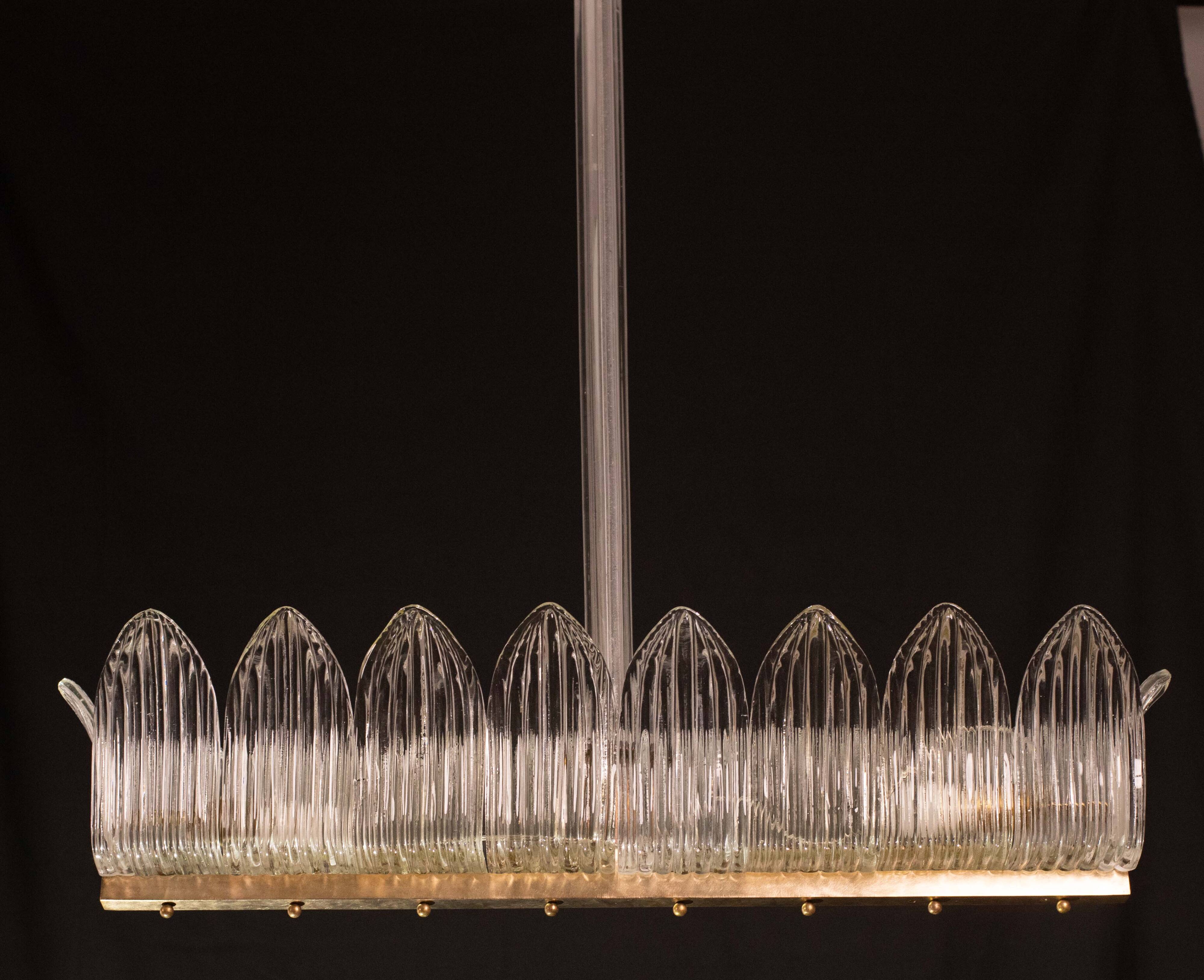 Set of 2 Luxury Large Art Decò Chandelier By Barovier e Toso, Murano Glass,