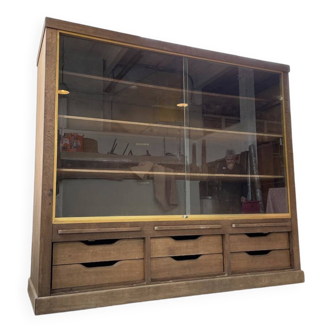 Meuble de métier à vitrine XXL chêne