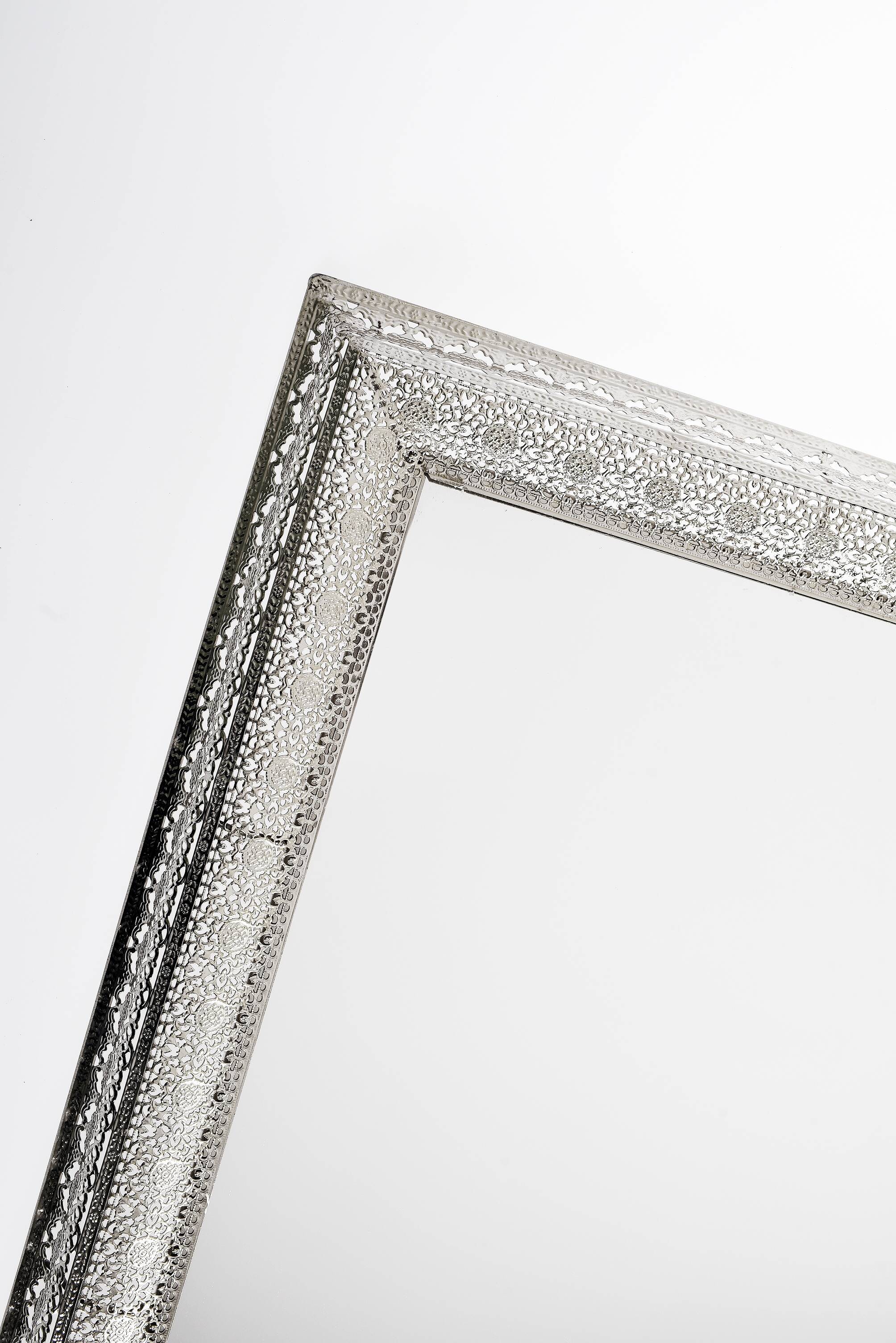 Rectangular wall mirror, silver metal frame