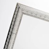 Rectangular wall mirror, silver metal frame
