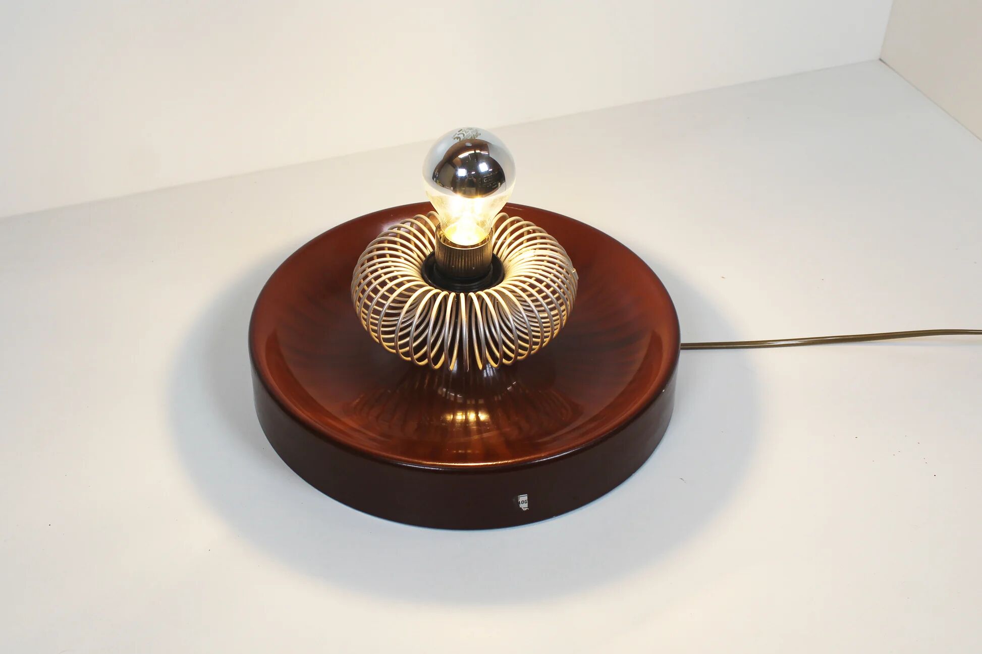 Pair of space age 'spring' wall lamps by elektrofém, hungary, 1970s