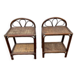 Pair of rattan wicker bedside tables