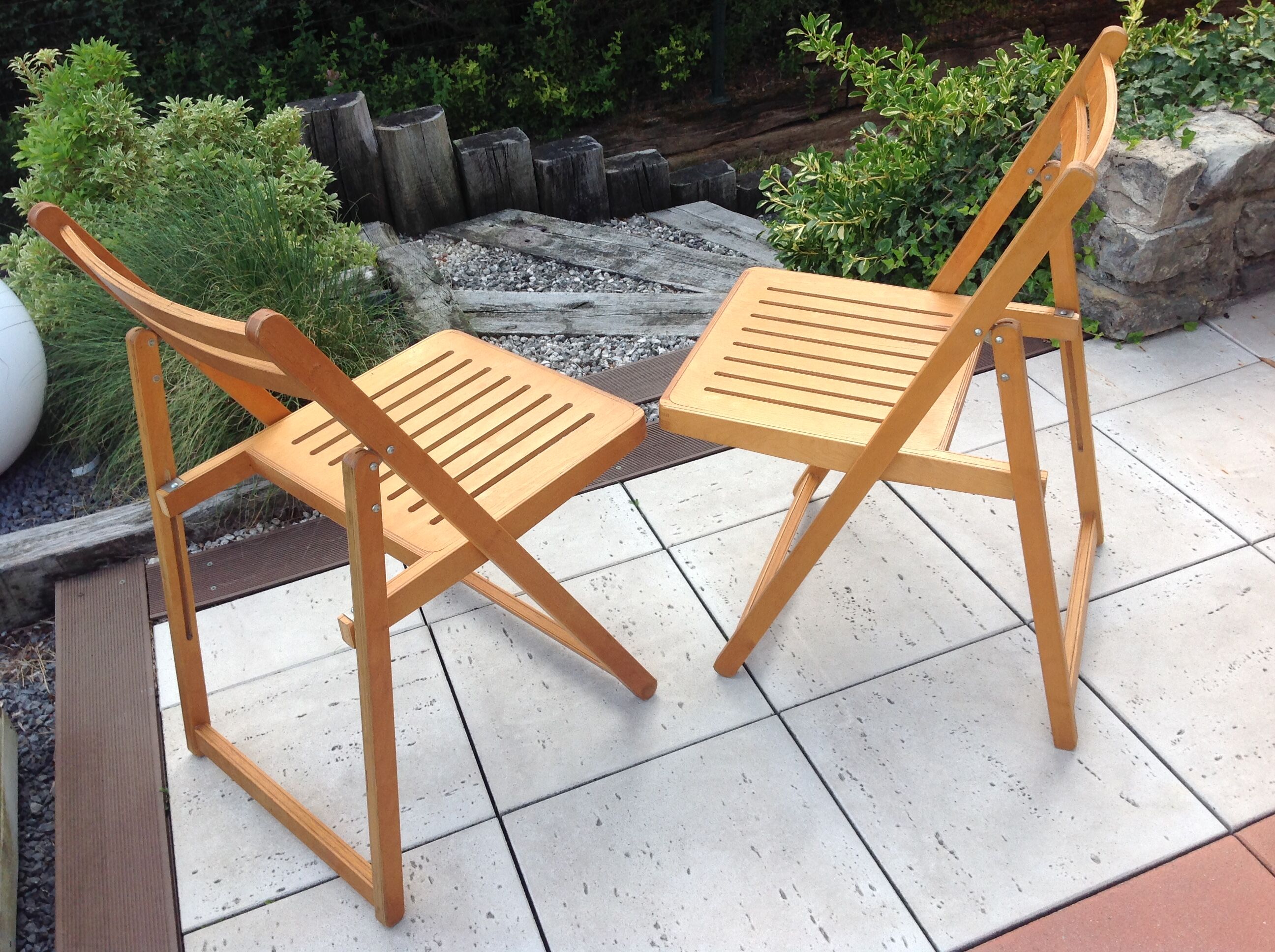 Pair of folding chairs Scandinavian style 60/70
