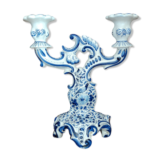 Delft swallow earthenware candlestick early 20th century