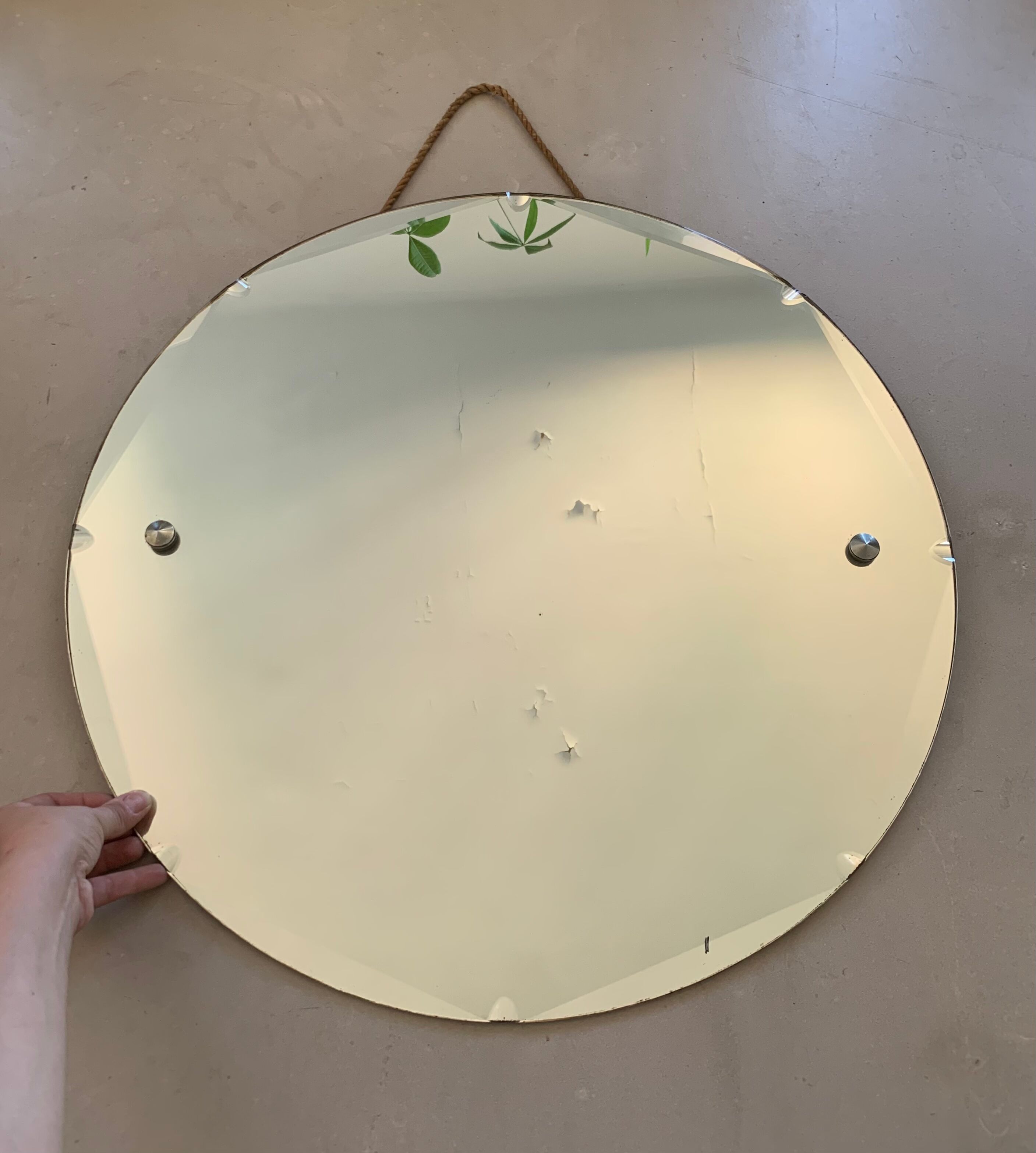 Old beveled round mirror 60cm