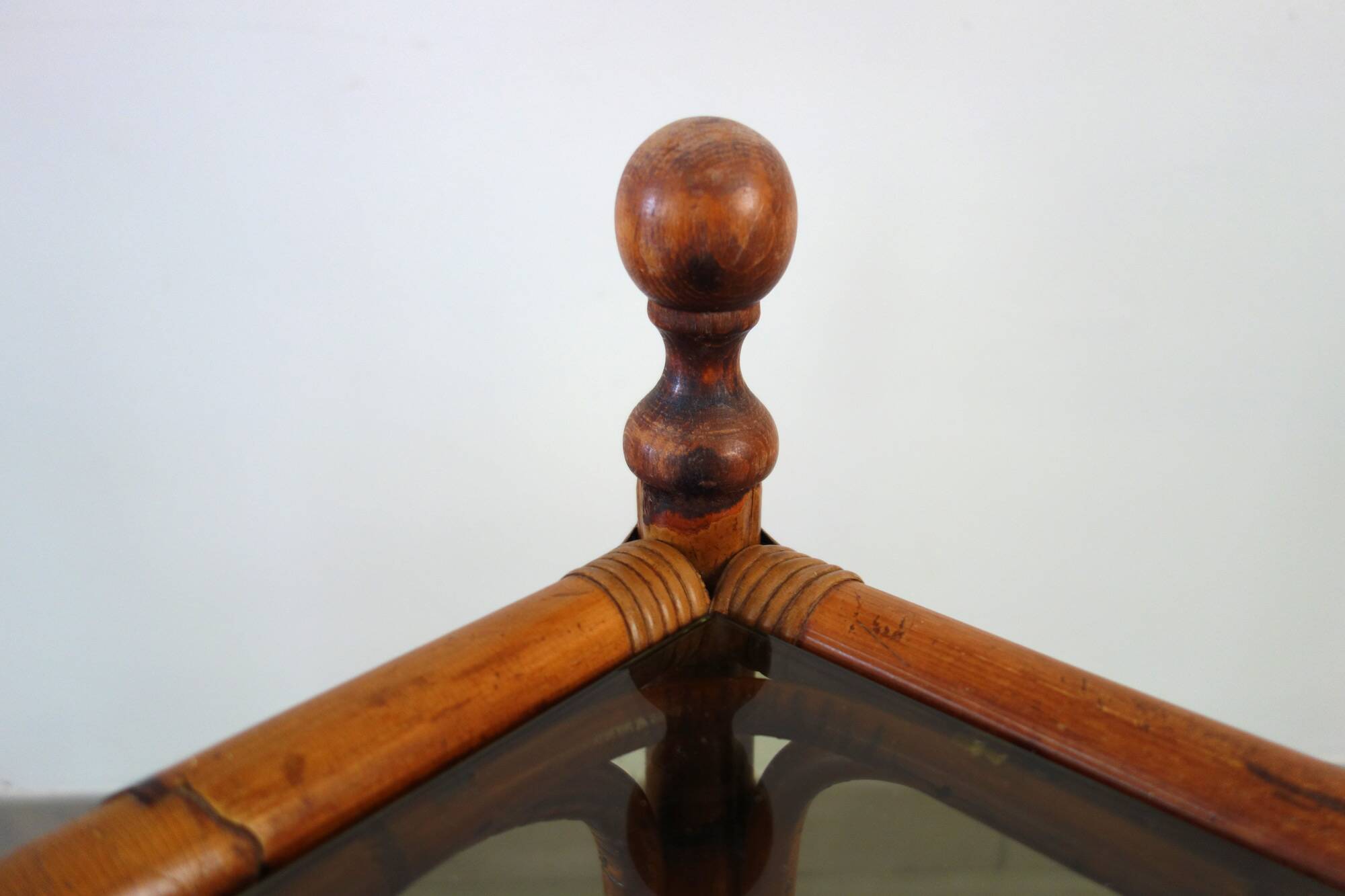 Vintage bamboo and smoked glass coffee table