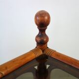 Table basse bambou et verre fumé vintage