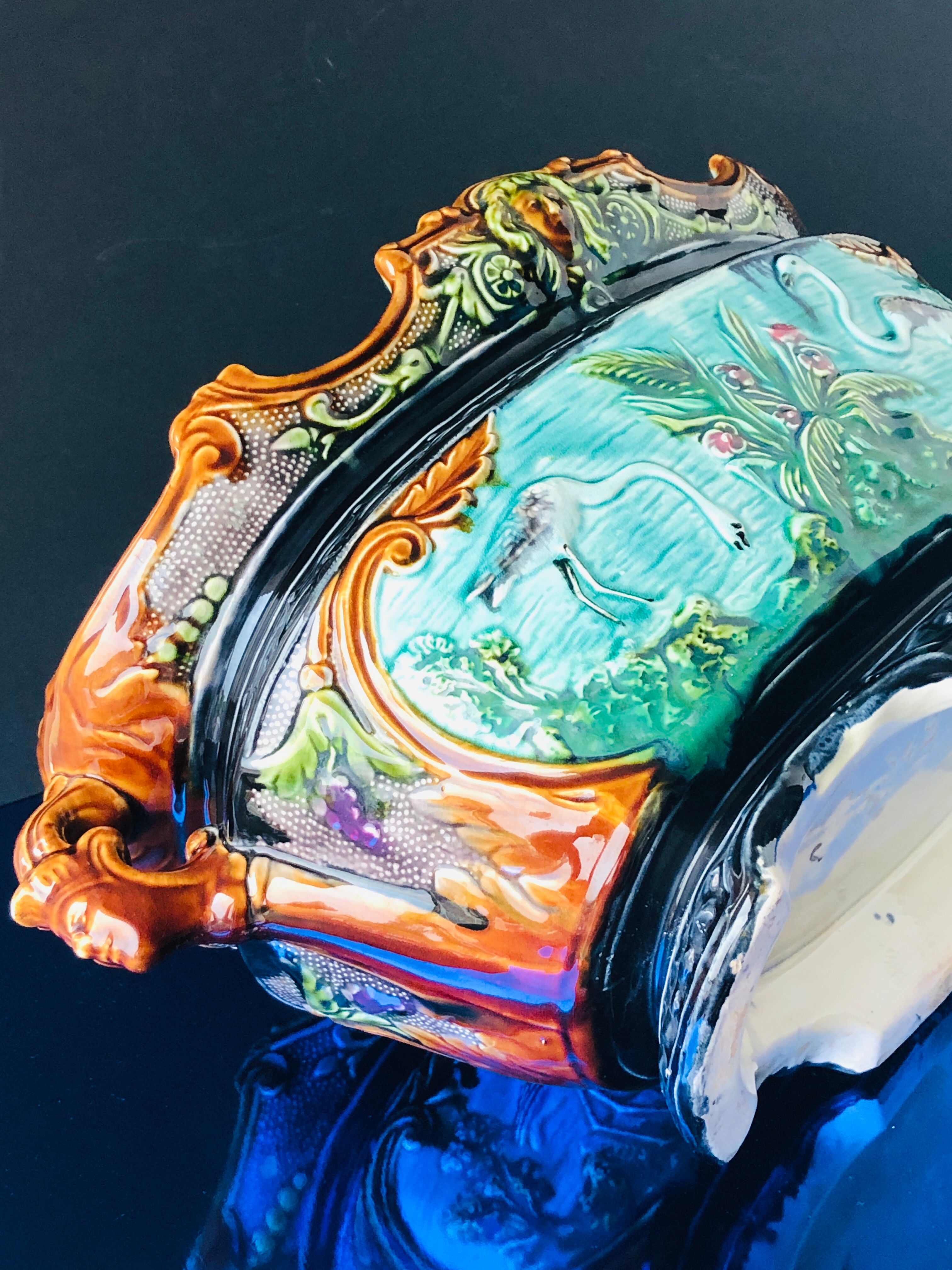 Old garden center in navy blue slurry