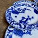 6 Creil and Montereau flat plates in blue earthenware, "Japan" service circa 1895
