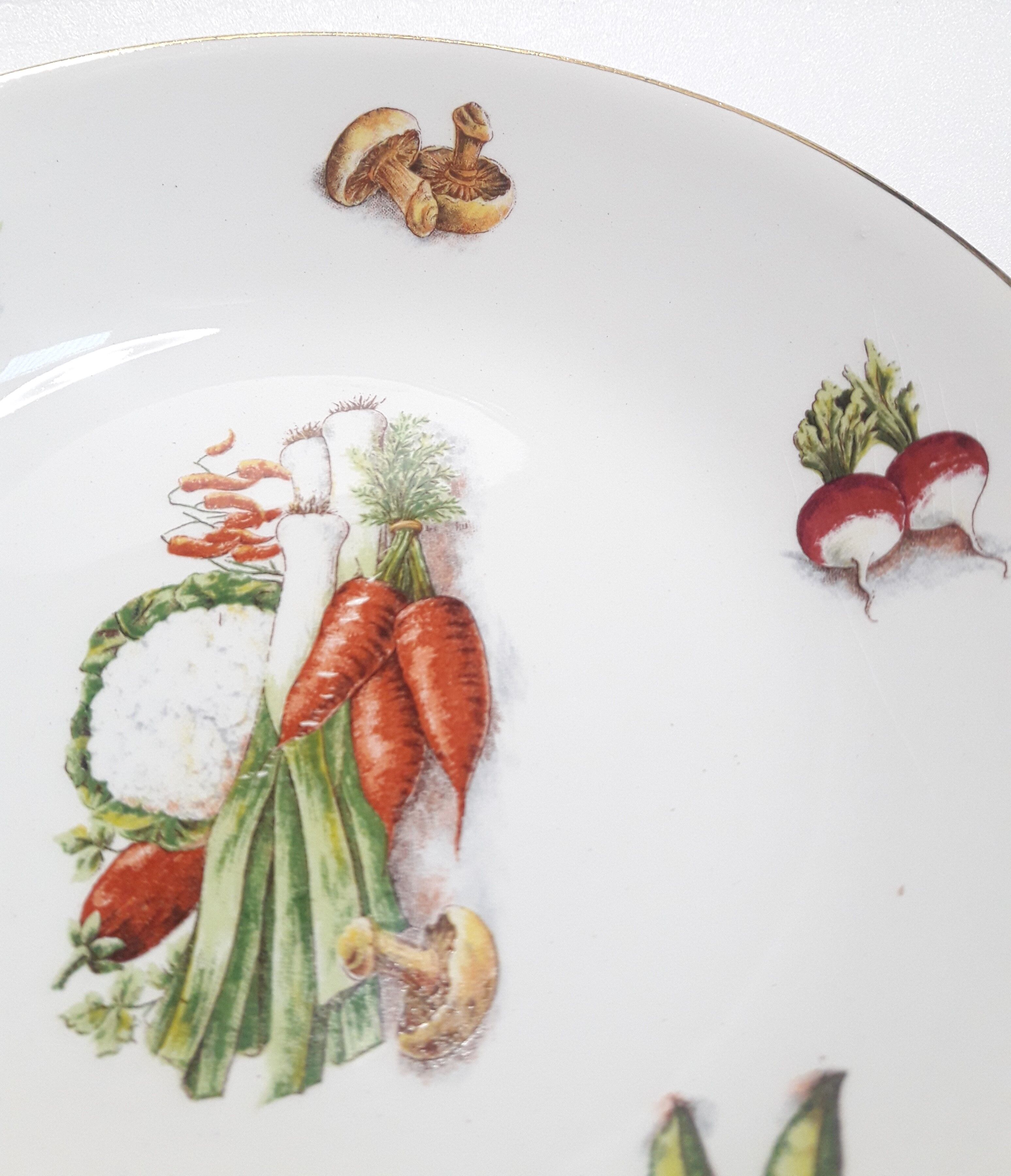 5 assiettes creuses Orchies Moulin des loups décor légumes