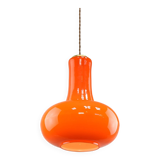 Mid-Century Italian Orange Glass and Brass Pendant Lamp