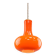 Mid-Century Italian Orange Glass and Brass Pendant Lamp