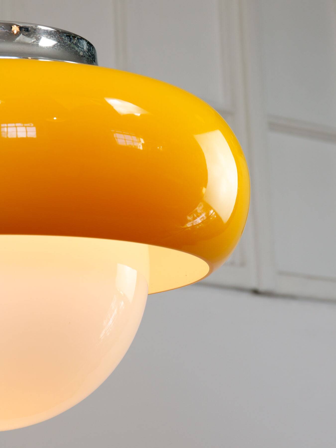 Large Space Age Model Best Pendant from Guzzini in Yellow, 1970s