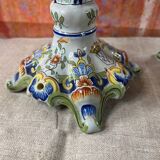 Pair of Desvres earthenware candlesticks