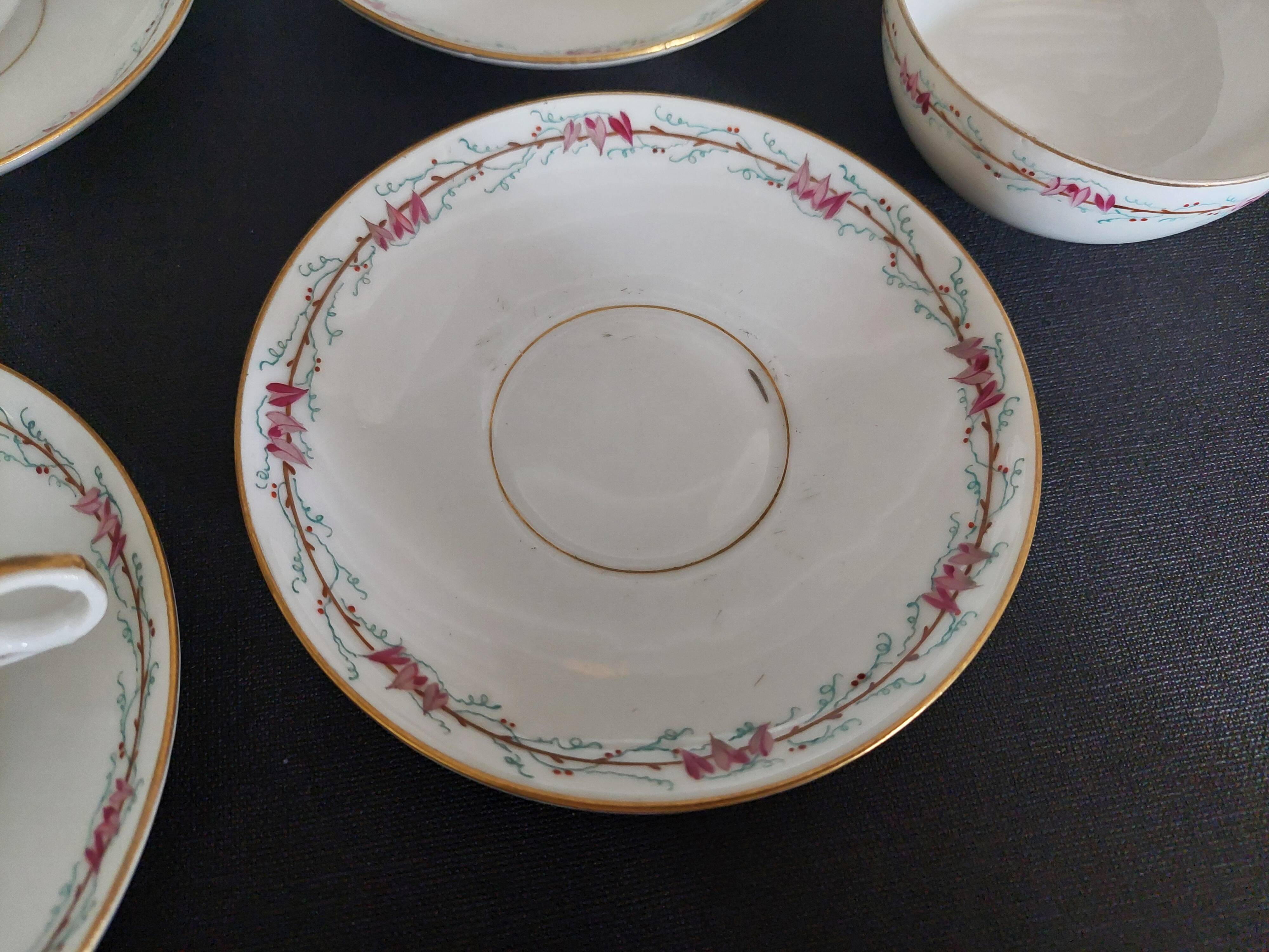 Napoleon III Paris porcelain five-cup tea set