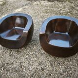 Pair of Moon armchairs in fibreglass