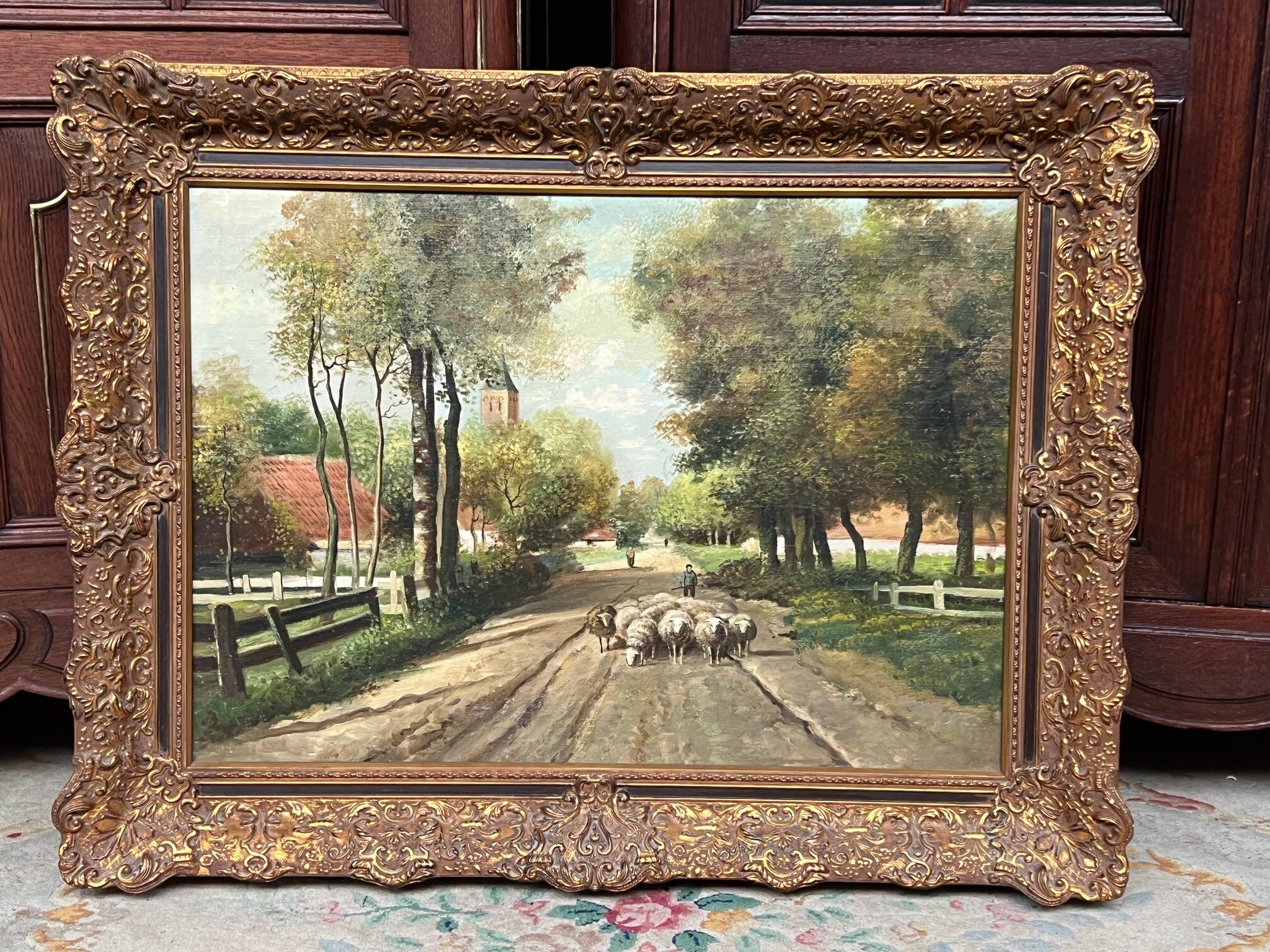 Landscape "Where time passes slowly." Oil on wood panel.