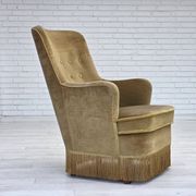 Fauteuil danois en velours vert, années 1970