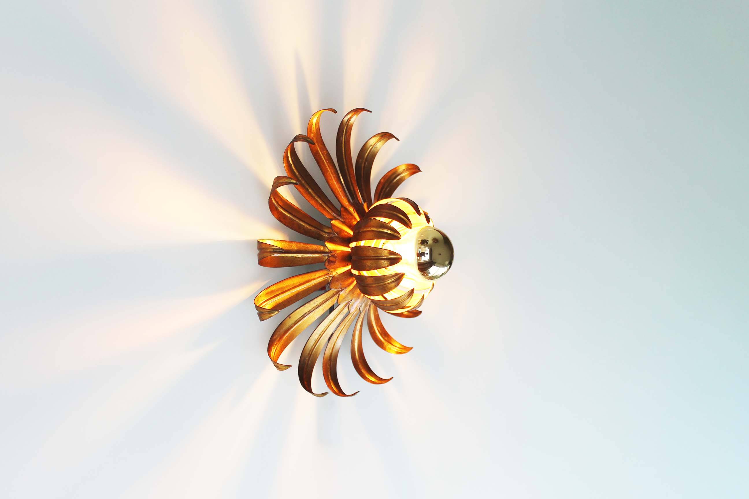 1960’s Italian Gilt Sunburst Wall Light