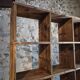 Old industrial shelf / room divider in pine, France, early 20th century