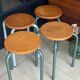 Set of 4 metal and wood workshop stools
