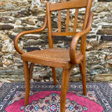 Children's bistro chair in wood and caning