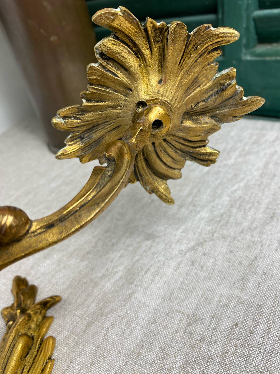 Two Louis XV style bronze wall candlesticks