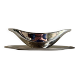 Silver stainless steel gravy boat