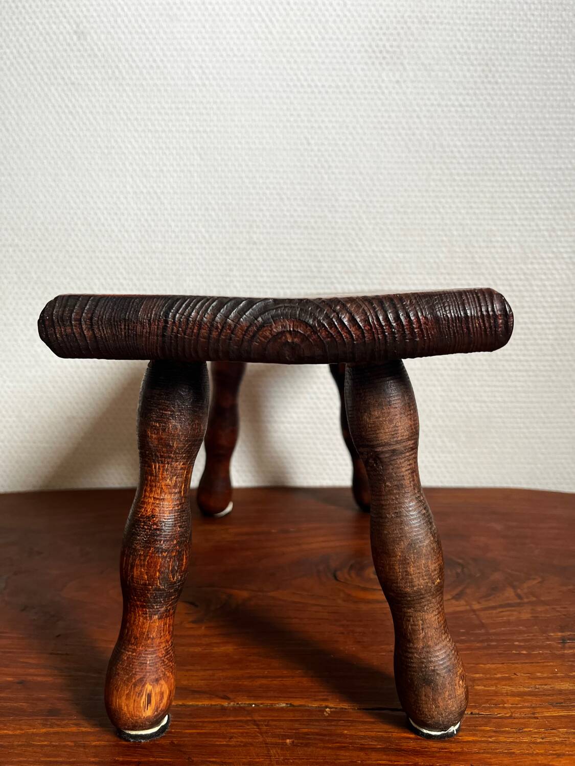 Duo of small benches, stools, wooden footrests from the 1950s